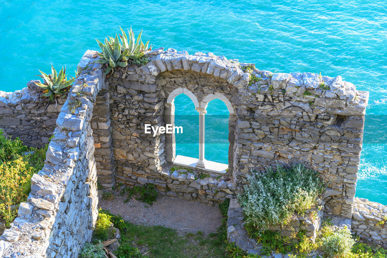 High angle view of old ruin