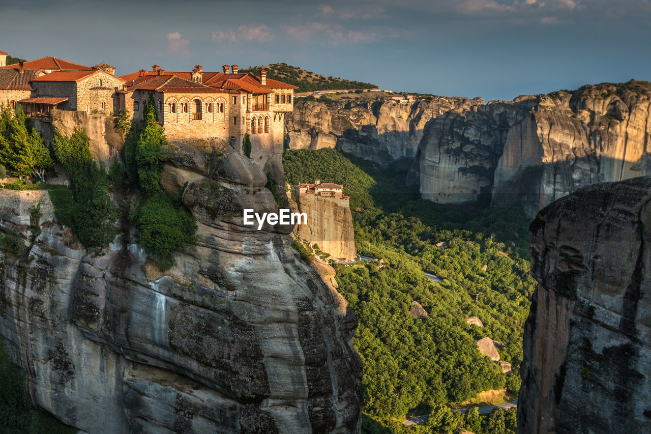 Meteora against sky