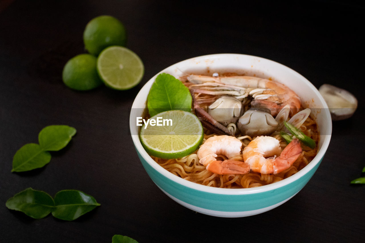 Instant noodles shrimp tom yum flavor.