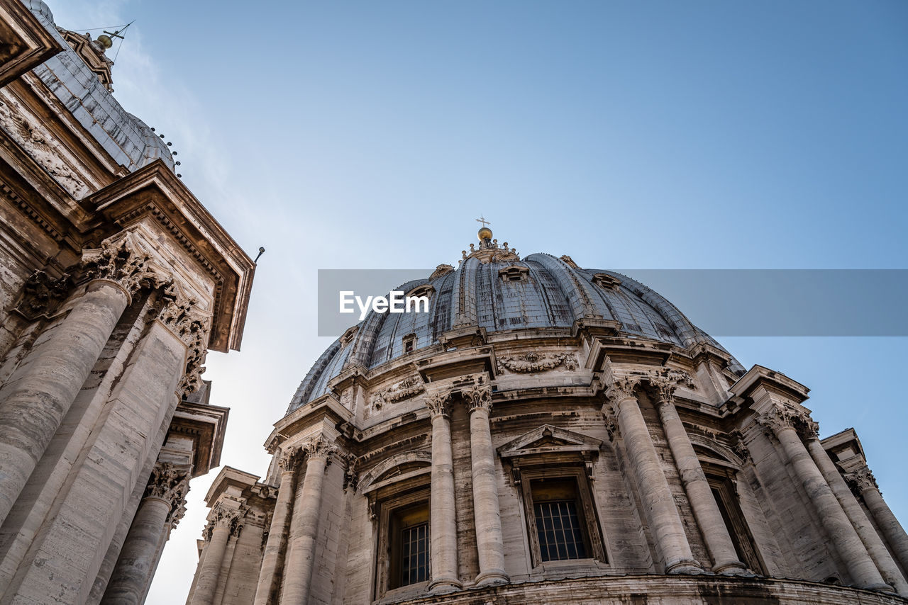 Low angle view of st peters basilica against clear sky