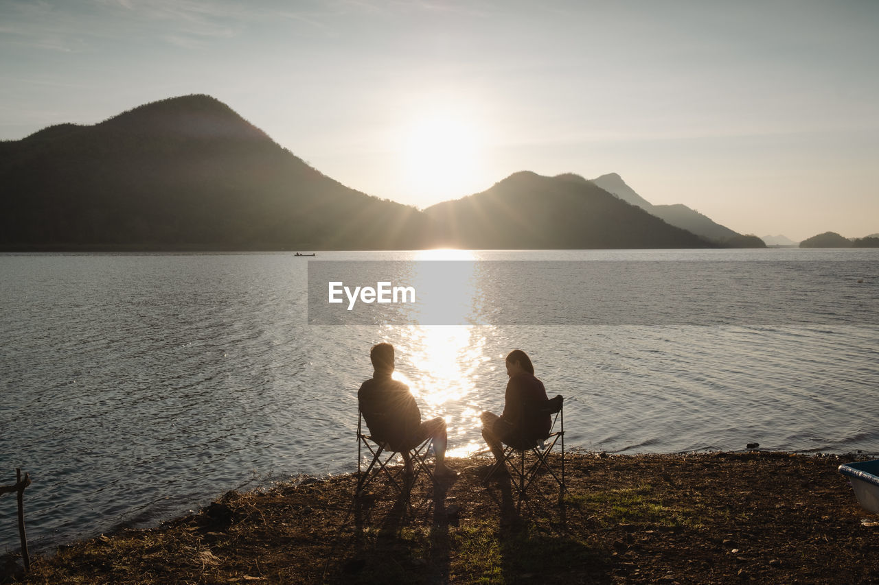 scenic view of sea against mountain