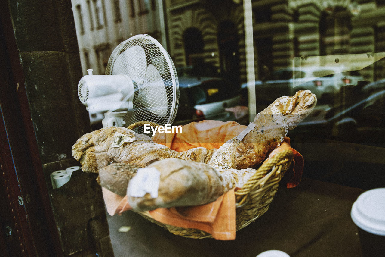 CLOSE-UP OF BREAKFAST ON GLASS