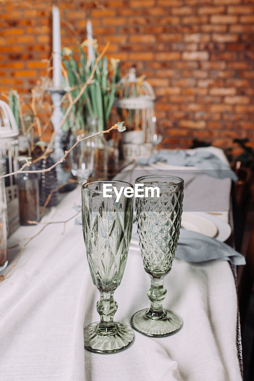 Close-up of wine glass on table