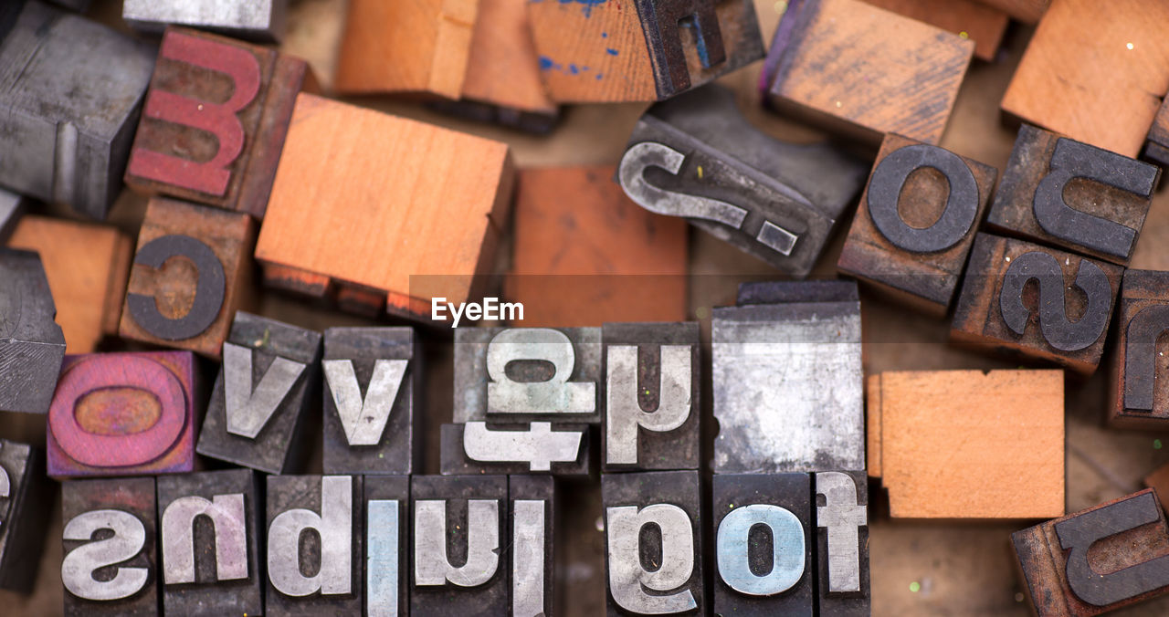 full frame shot of toy blocks on table