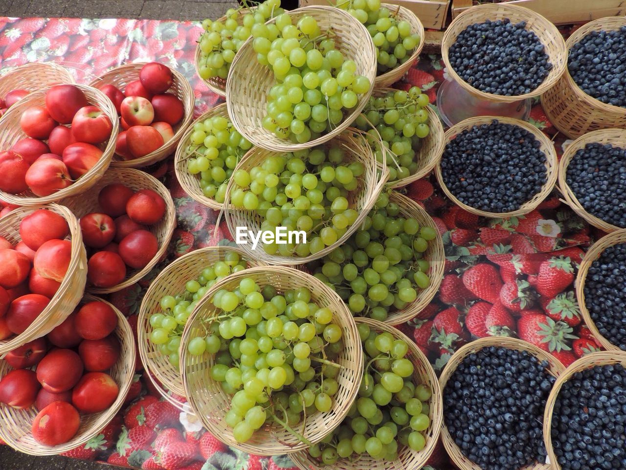 High angle view of fruits for sale in market