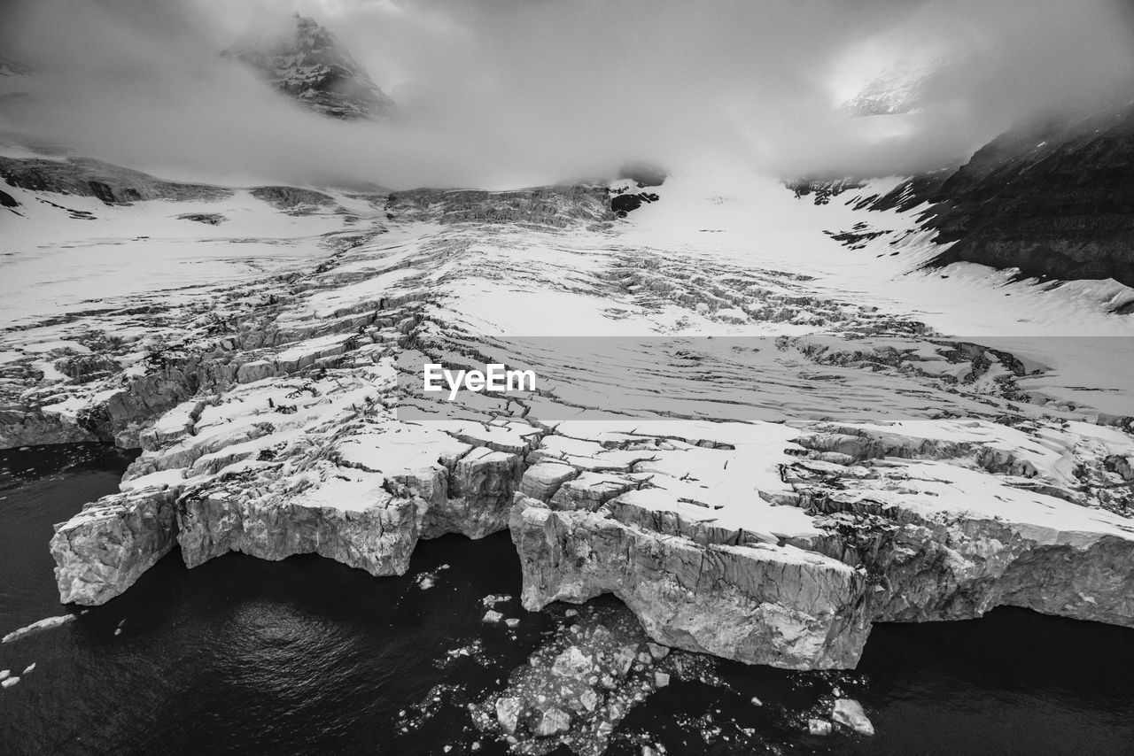 Scenic view of mountain against sky during winter