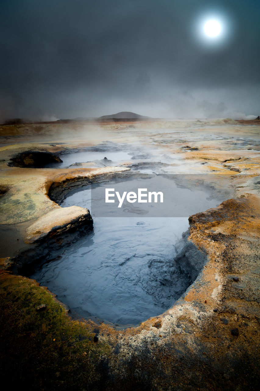 High angle view of hot springs