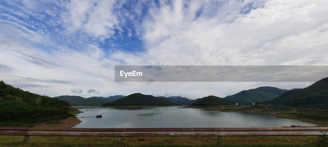 SCENIC VIEW OF LAKE BY MOUNTAINS AGAINST SKY