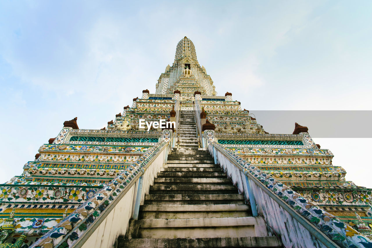 LOW ANGLE VIEW OF TEMPLE AND BUILDING AGAINST SKY