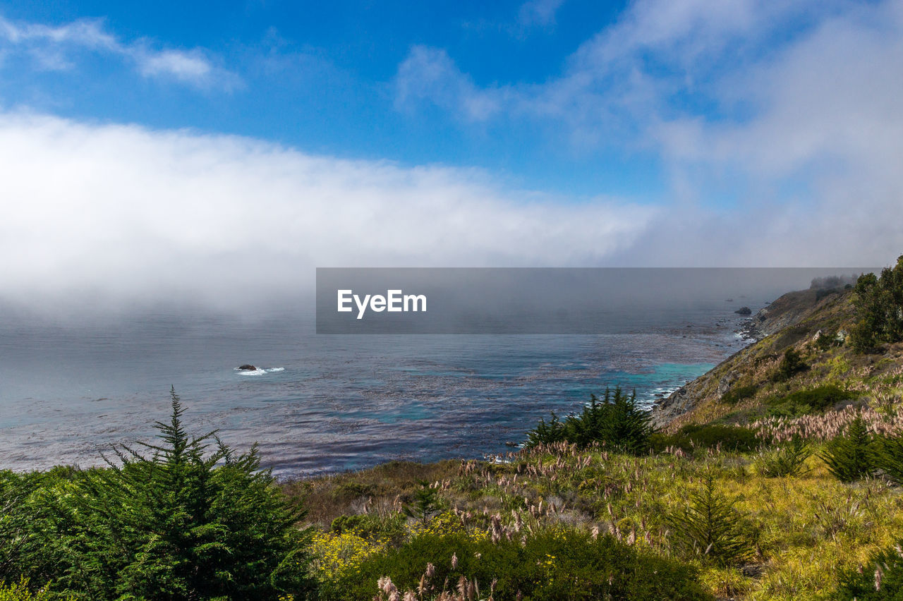 Scenic view of sea against cloudy sky