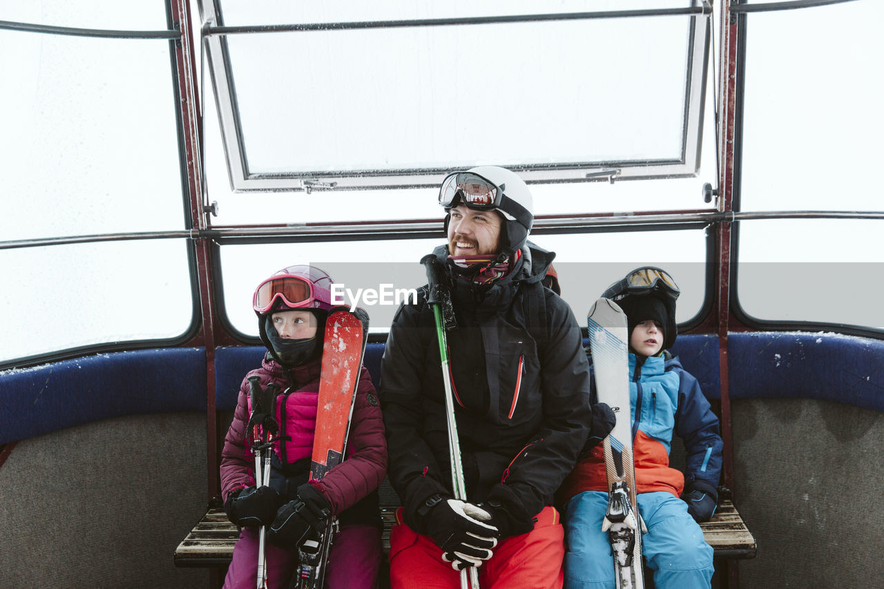 Family on ski lift