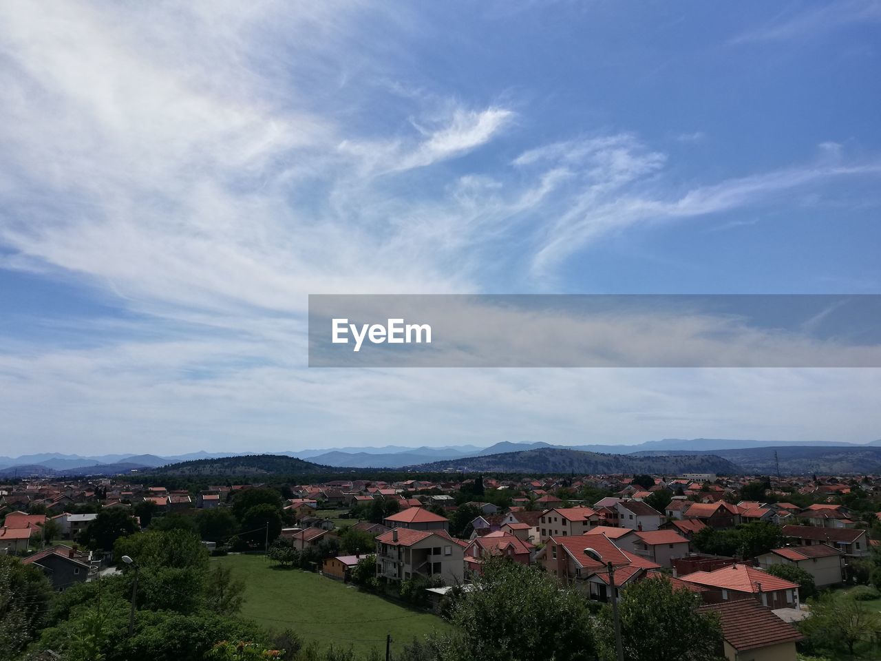 High angle view of townscape against sky