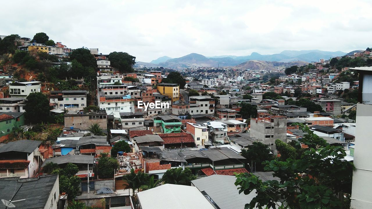 High angle view of residential district