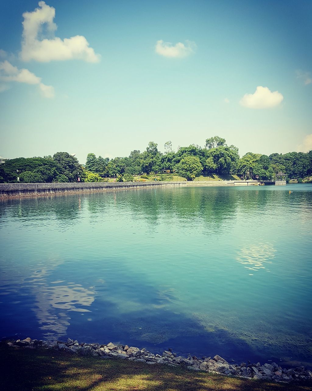 Scenic view of lake against sky