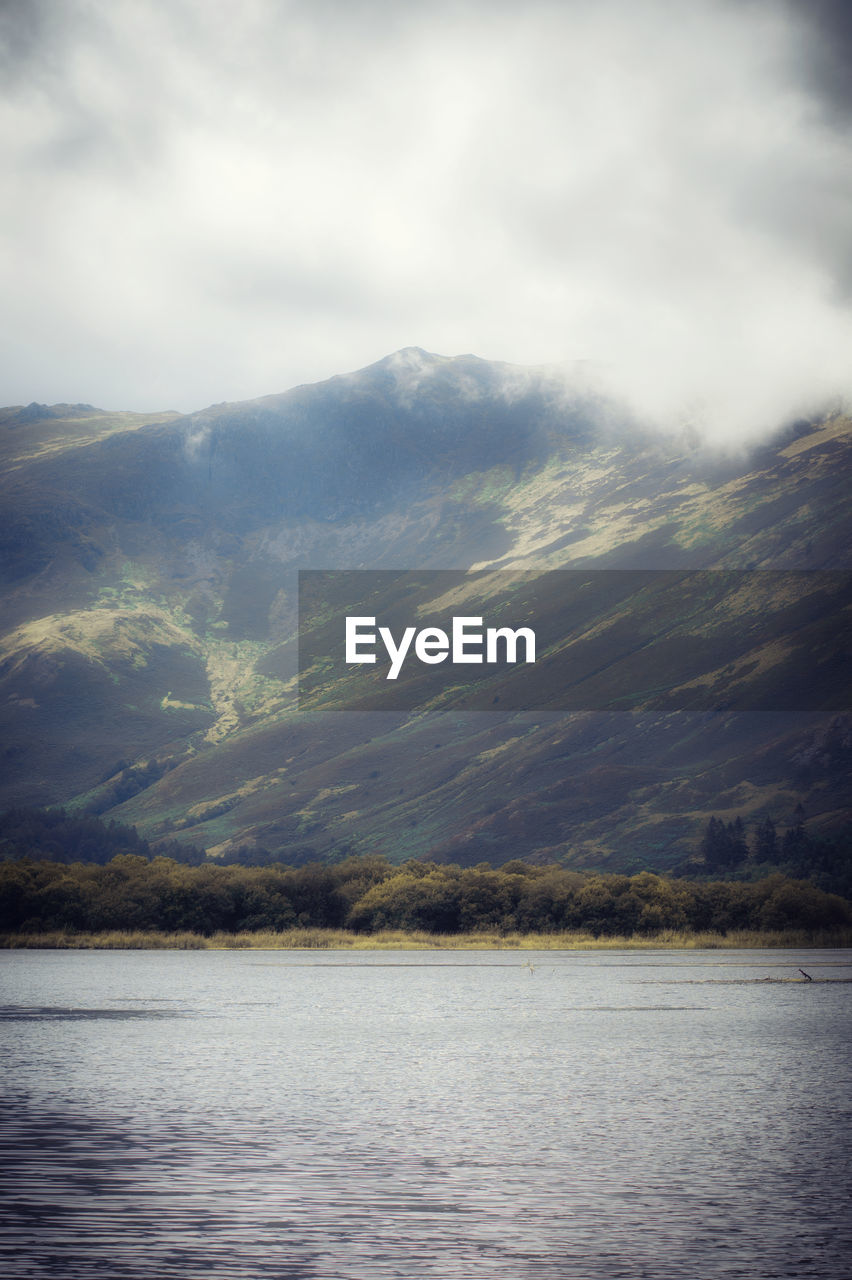 SCENIC VIEW OF LAKE AGAINST MOUNTAIN RANGE