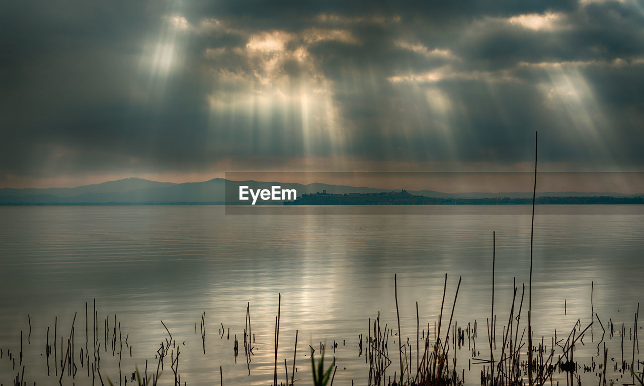 Scenic view of lake against sky