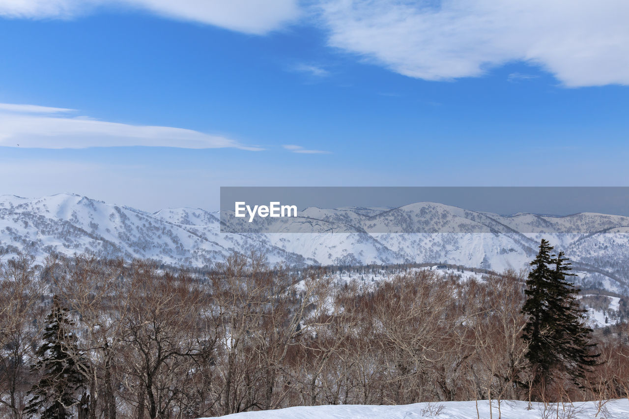 SNOW COVERED MOUNTAINS AGAINST SKY