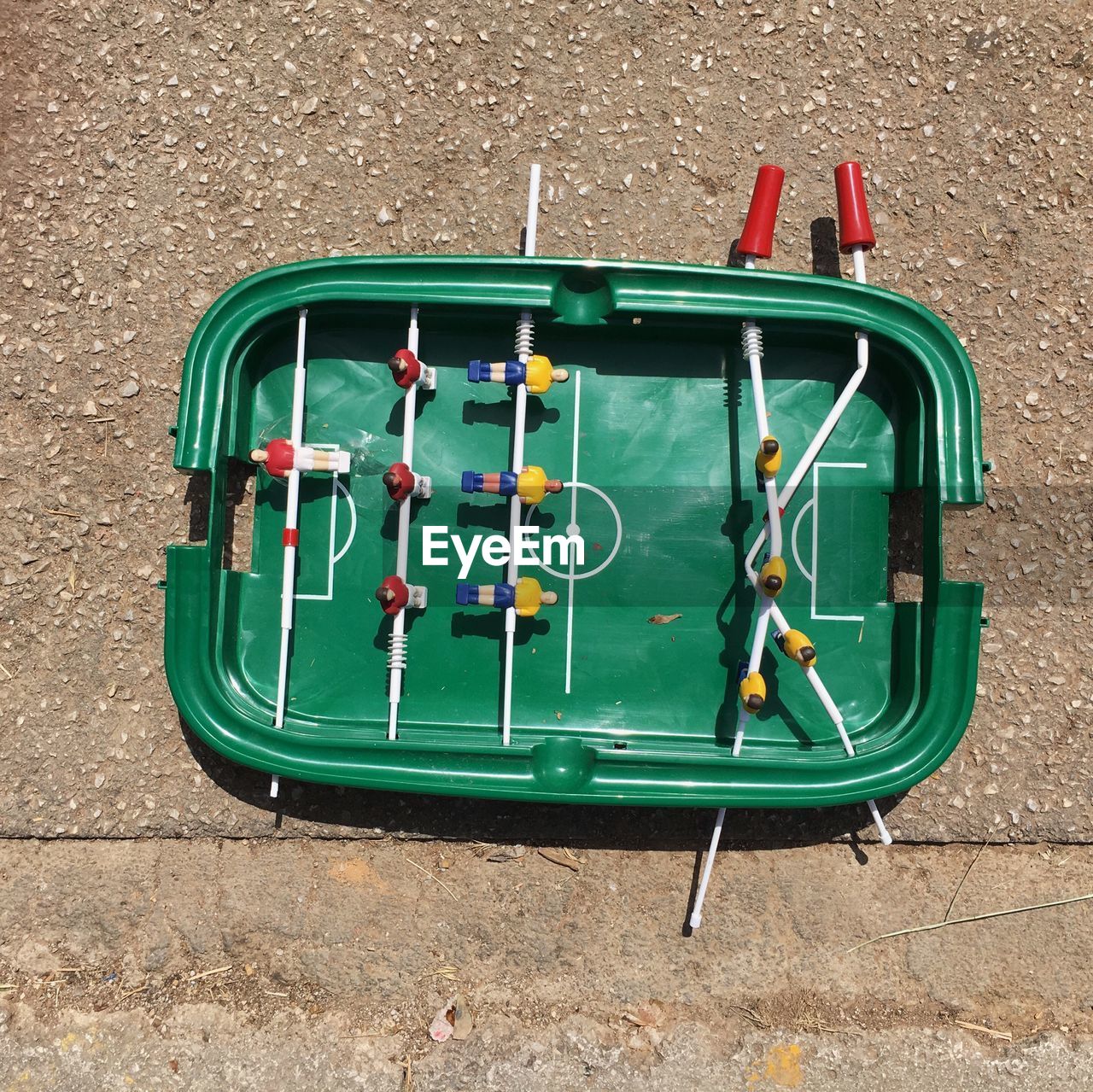 High angle view of equipment on road