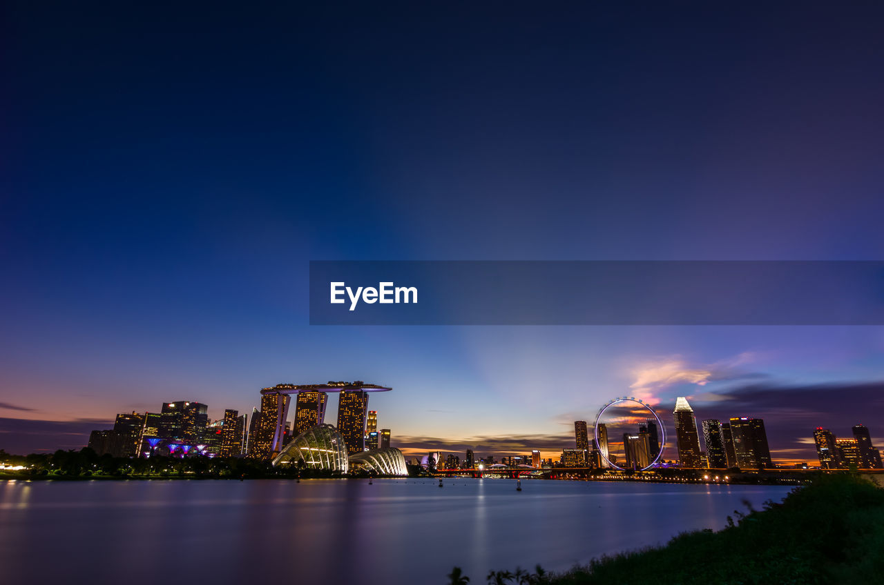 Illuminated city at night