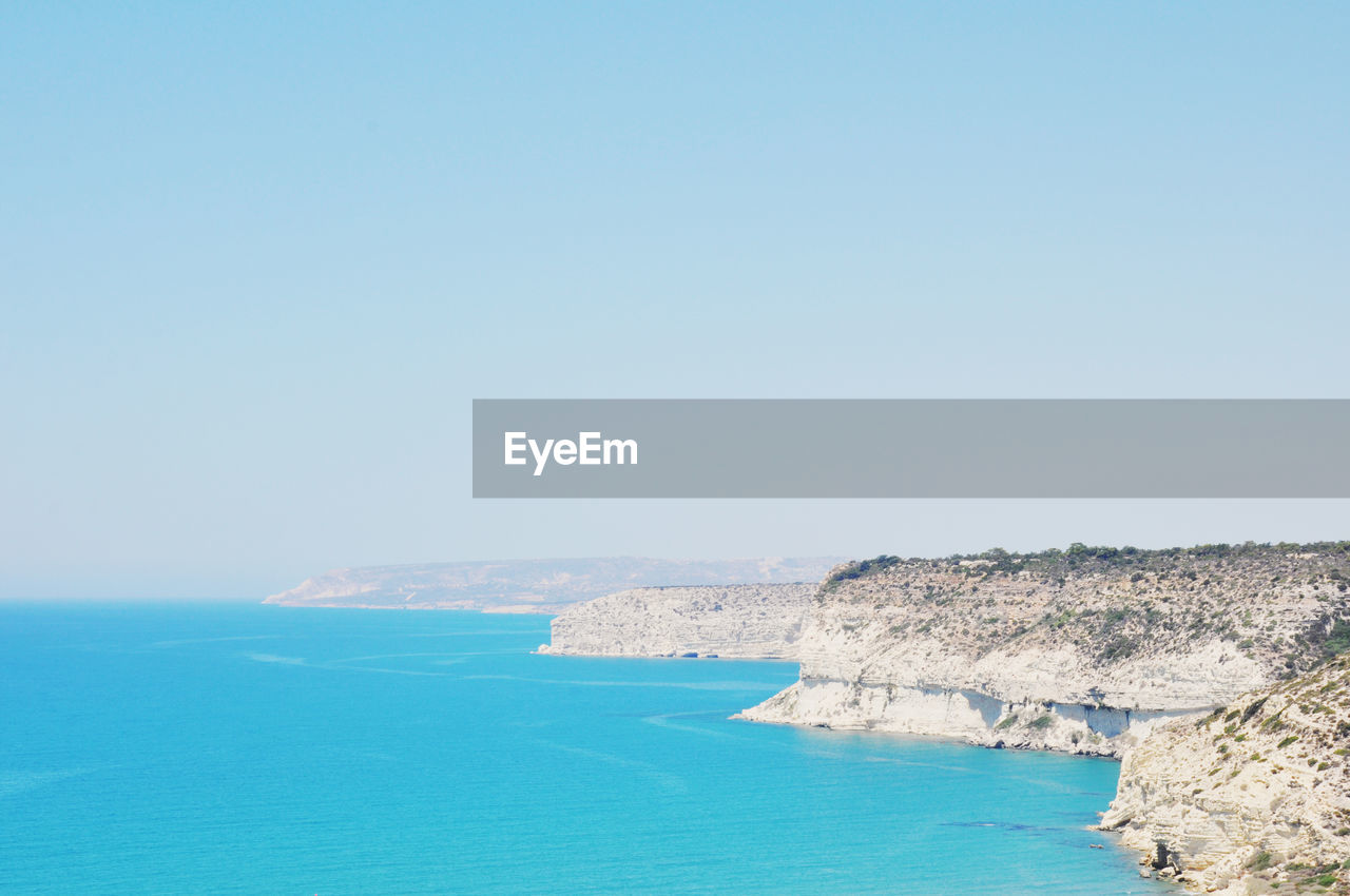 Scenic view of sea against clear sky
