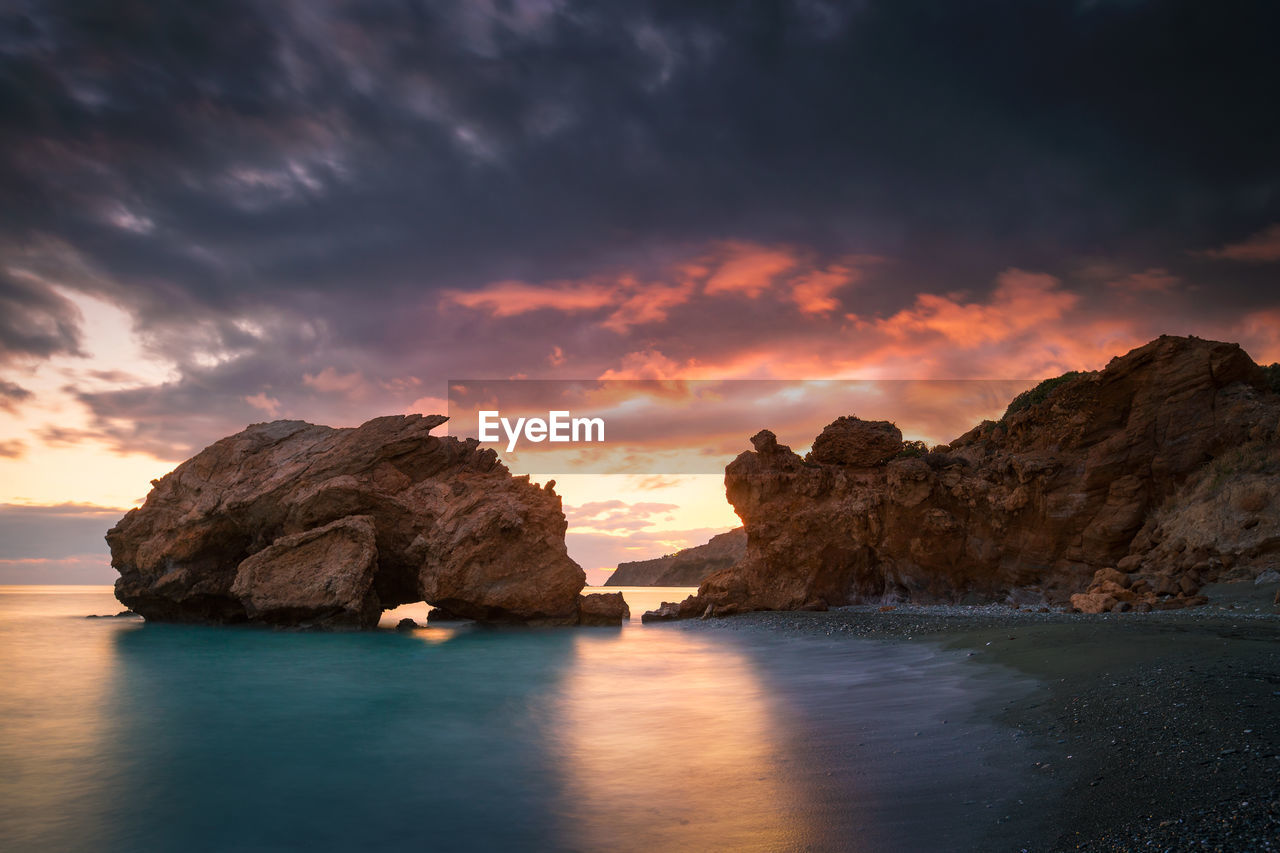 Sea stack at tersta village in southern crete.