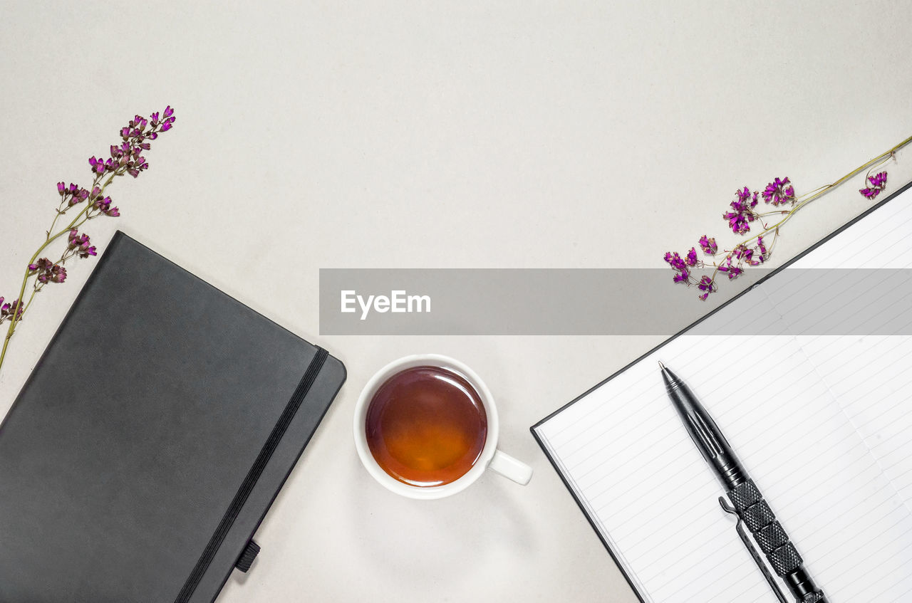 High angle view of coffee on table