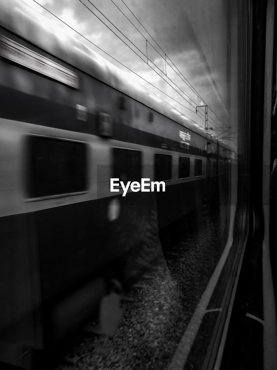 Train seen through glass window