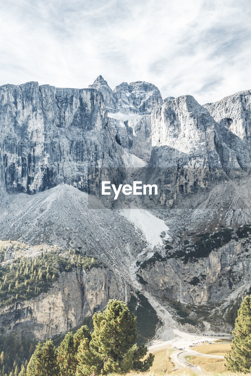 Scenic view of rocky mountains against sky