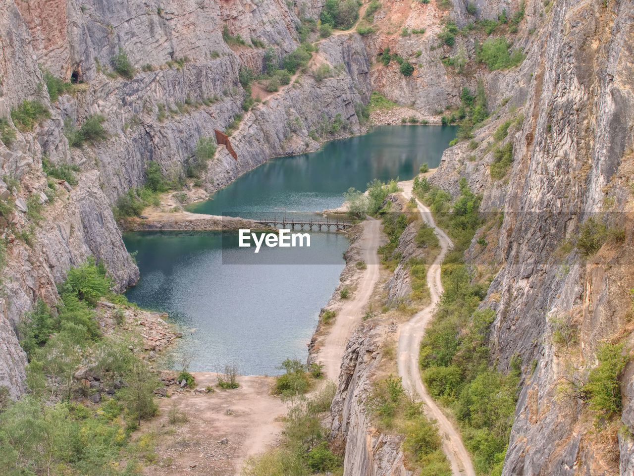 Big america, abandoned dolomite quarry south from prague, czech republic. popular place of filmmaker