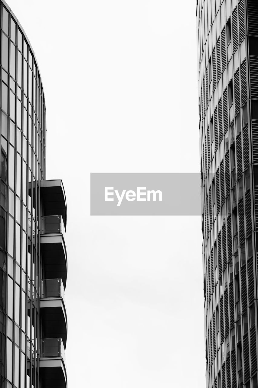 Low angle view of modern building against clear sky