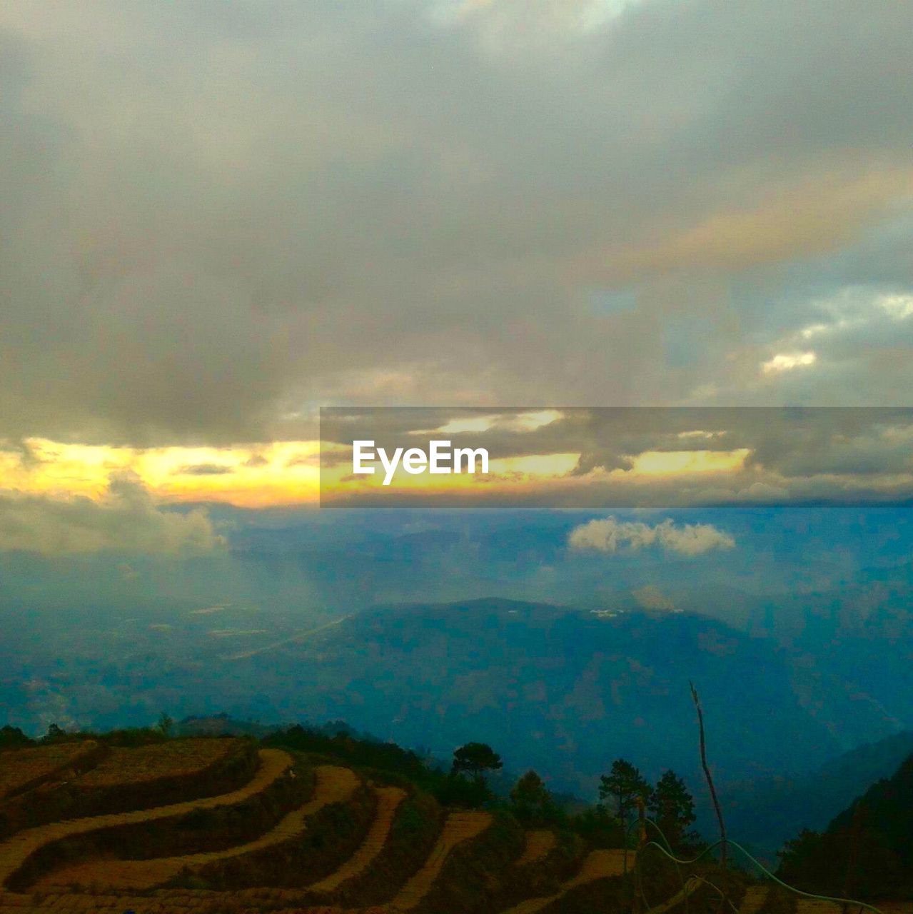 SCENIC VIEW OF AGRICULTURAL FIELD AGAINST SKY DURING SUNSET