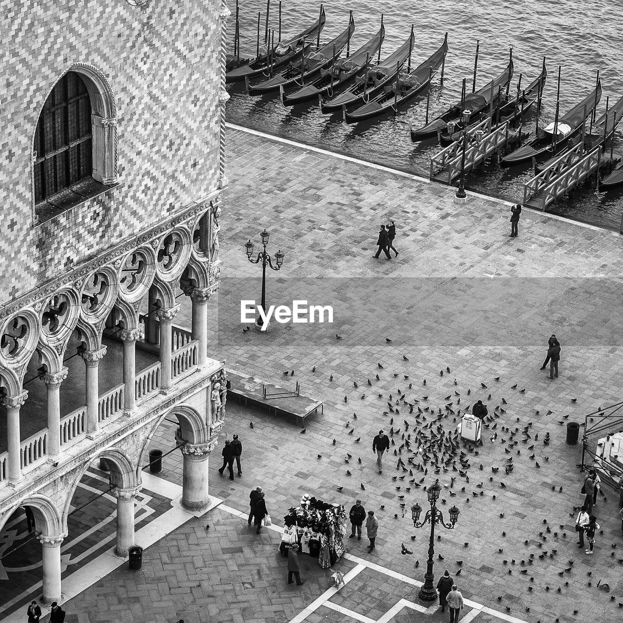 High angle view of people at palace square