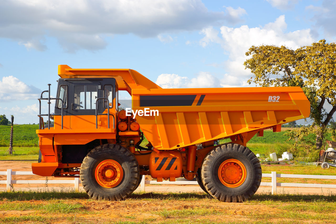 Yellow mining trucks