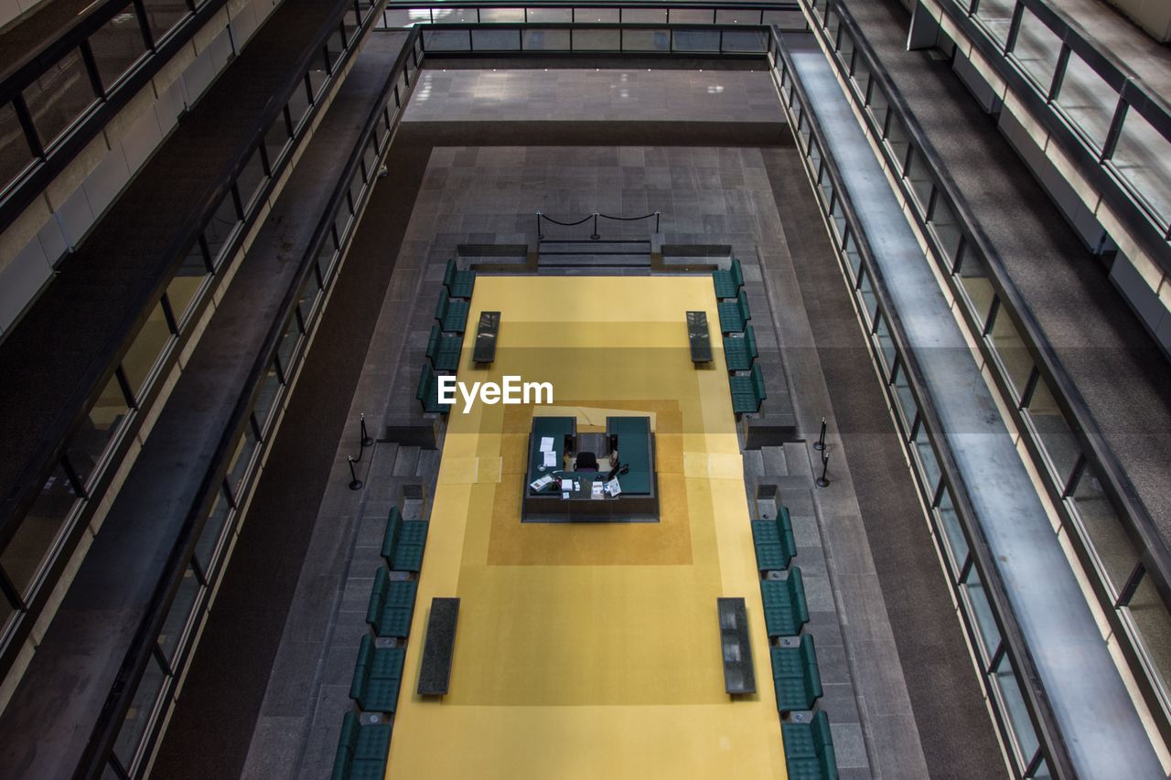 High angle view of reception desk in office