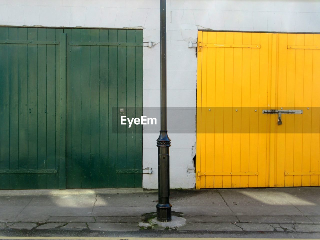 Closed door of building