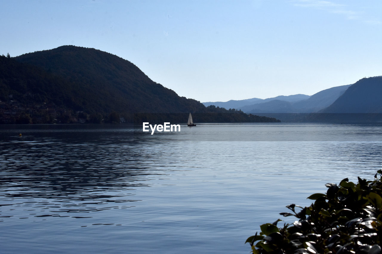 Scenic view of sea against clear sky