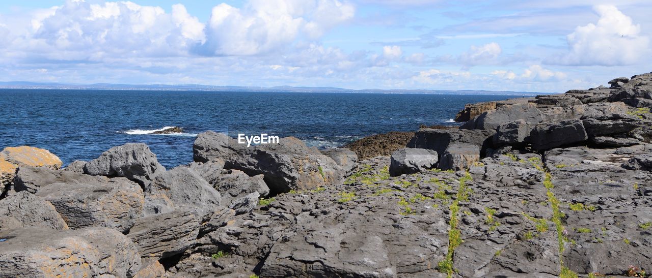 PANORAMIC VIEW OF SEA AND ROCKS AGAINST SKY