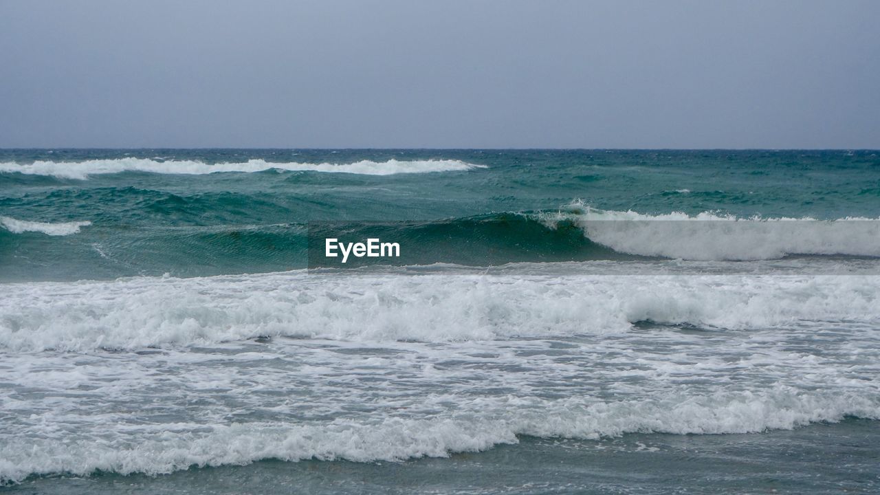 Scenic view of sea against clear sky