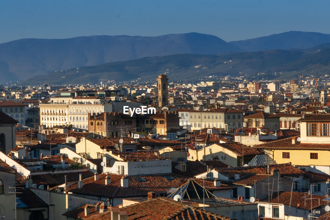 High angle view of townscape against sky