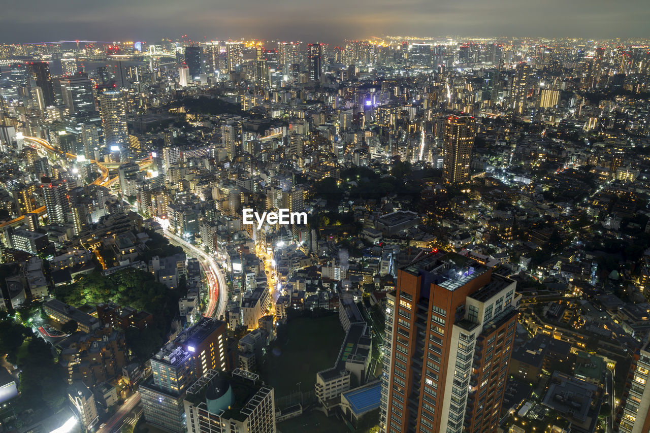 Illuminated cityscape at night