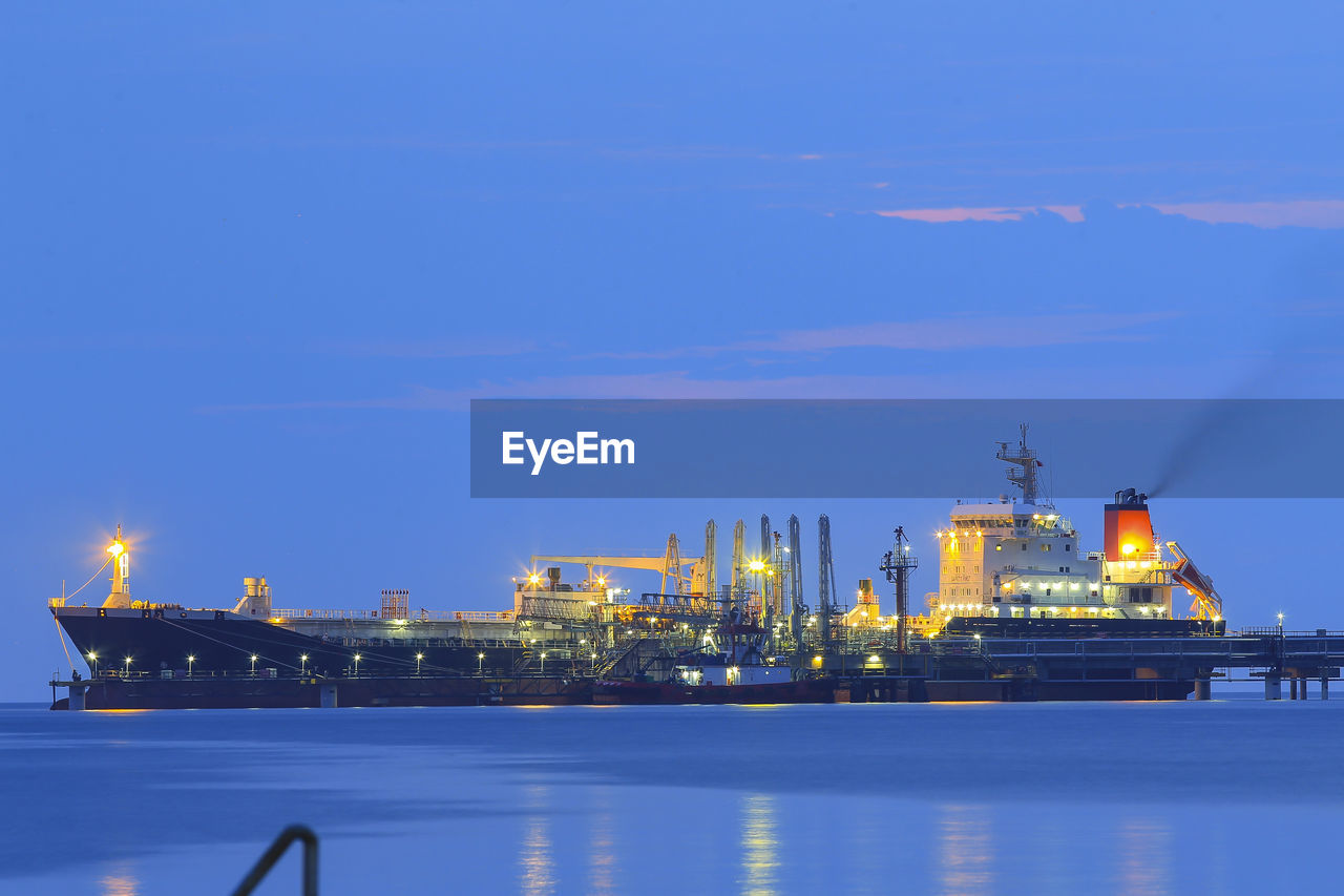 Cargo ship at the blue sky