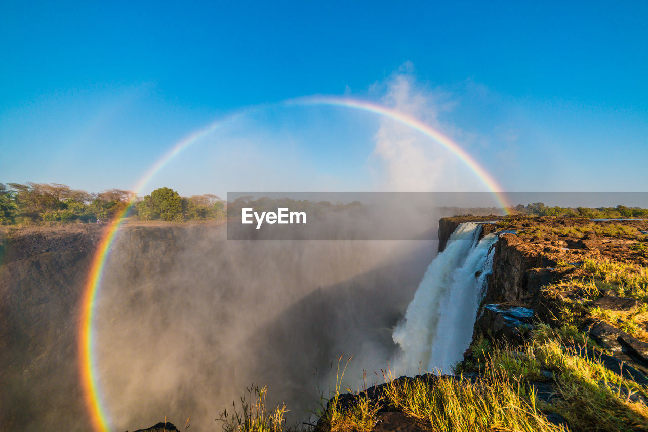 Scenic view of rainbow against sky