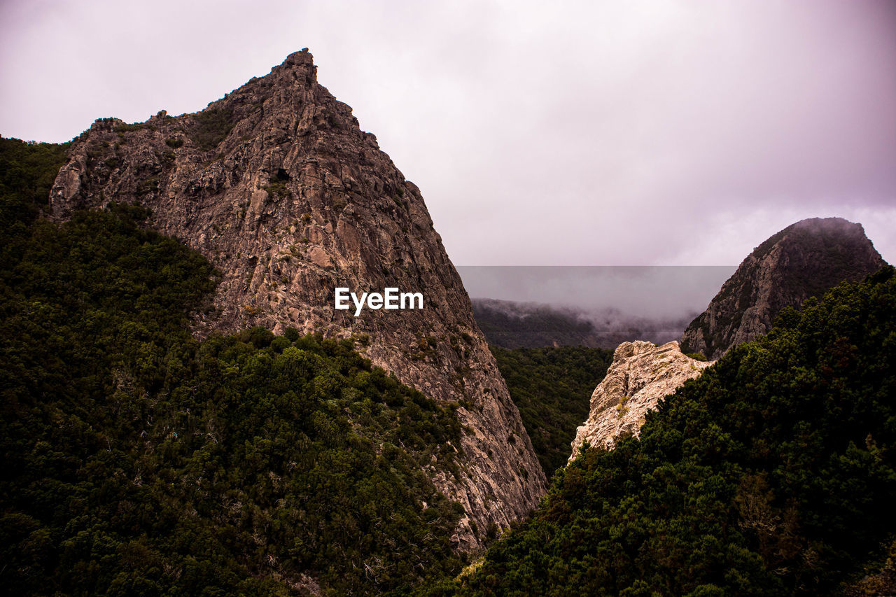 Panoramic view of rocky mountains against sky