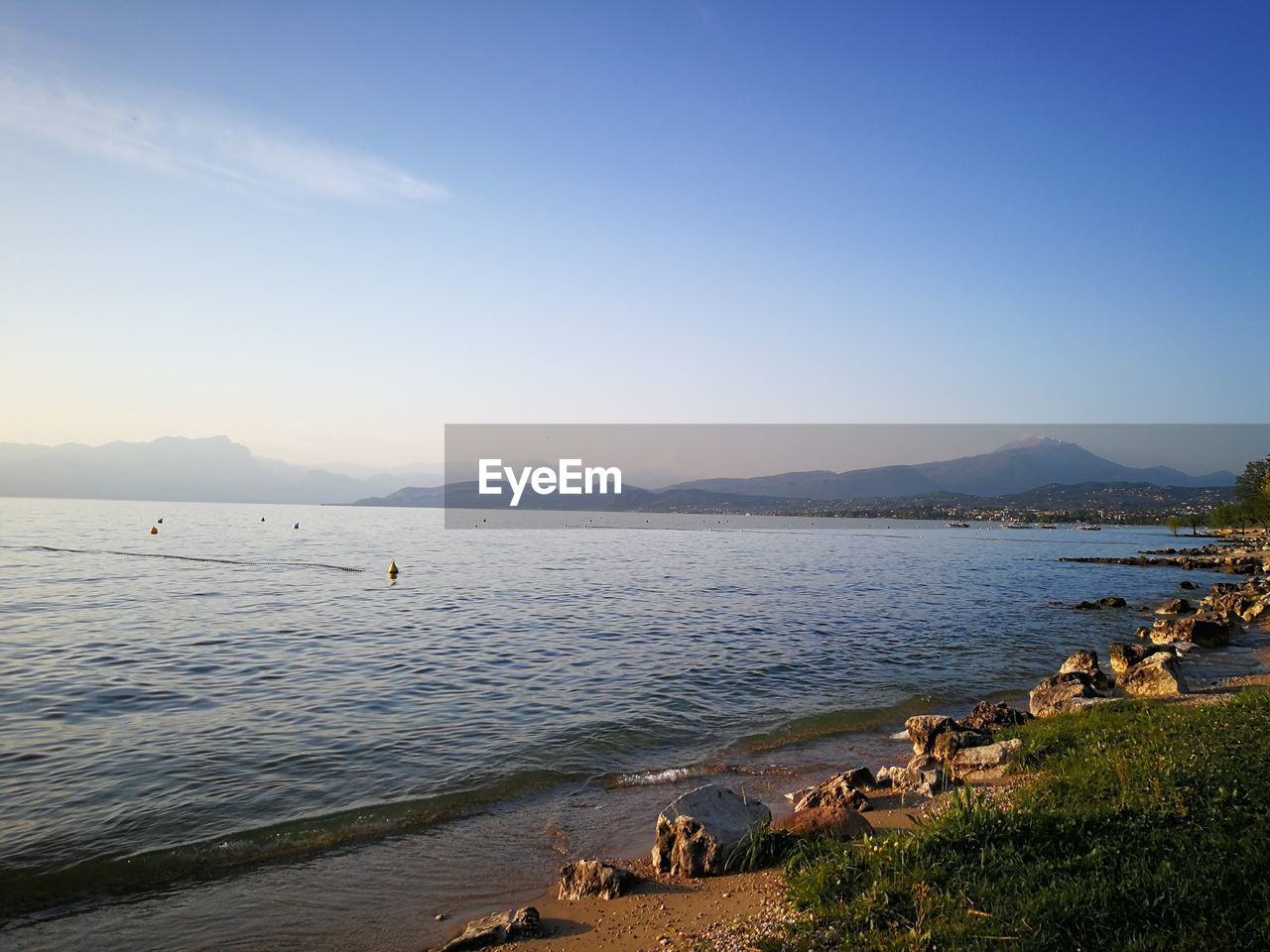 Scenic view of sea against clear sky