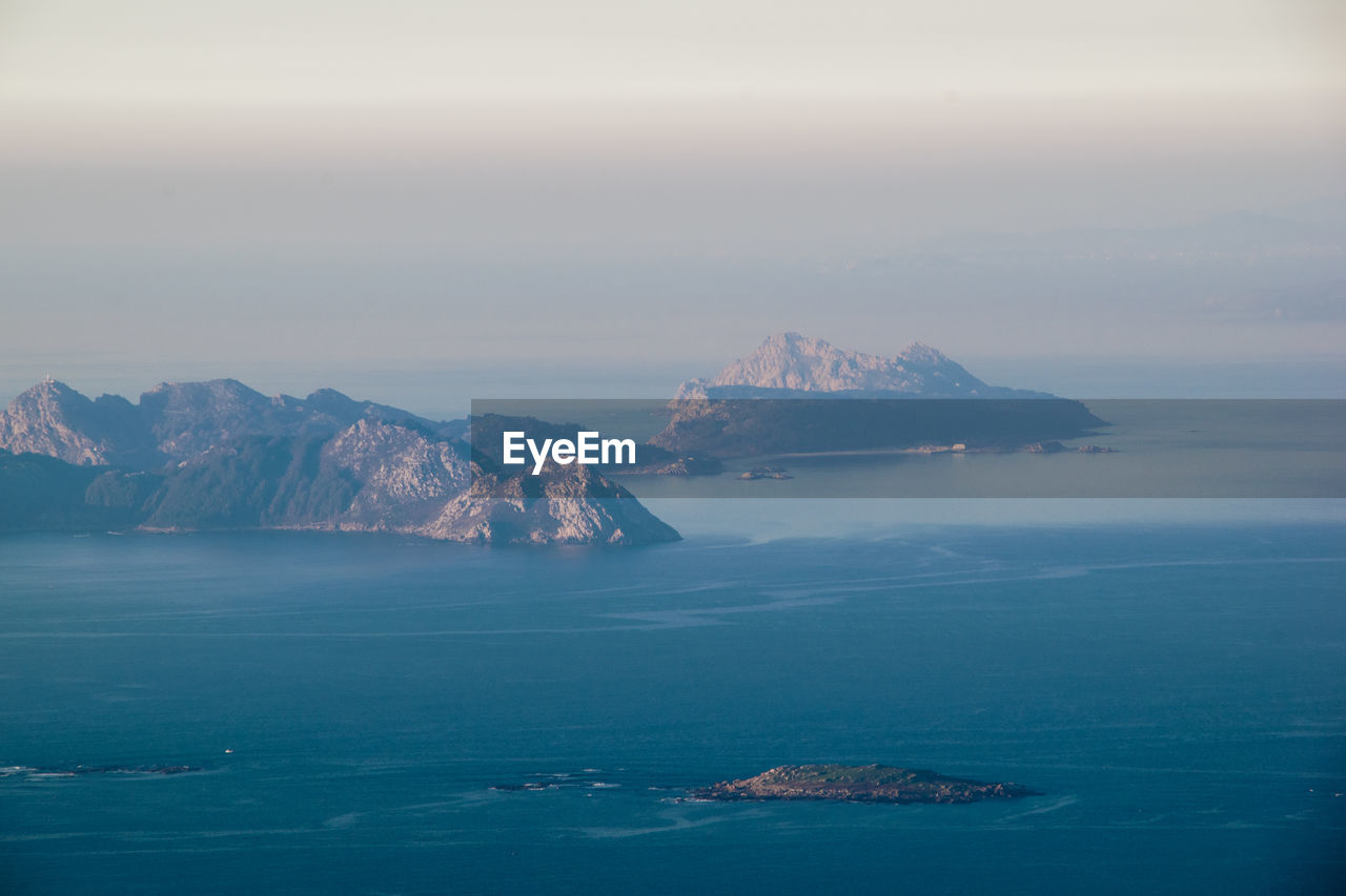 Aerial view of the cies islands in galicia - spain