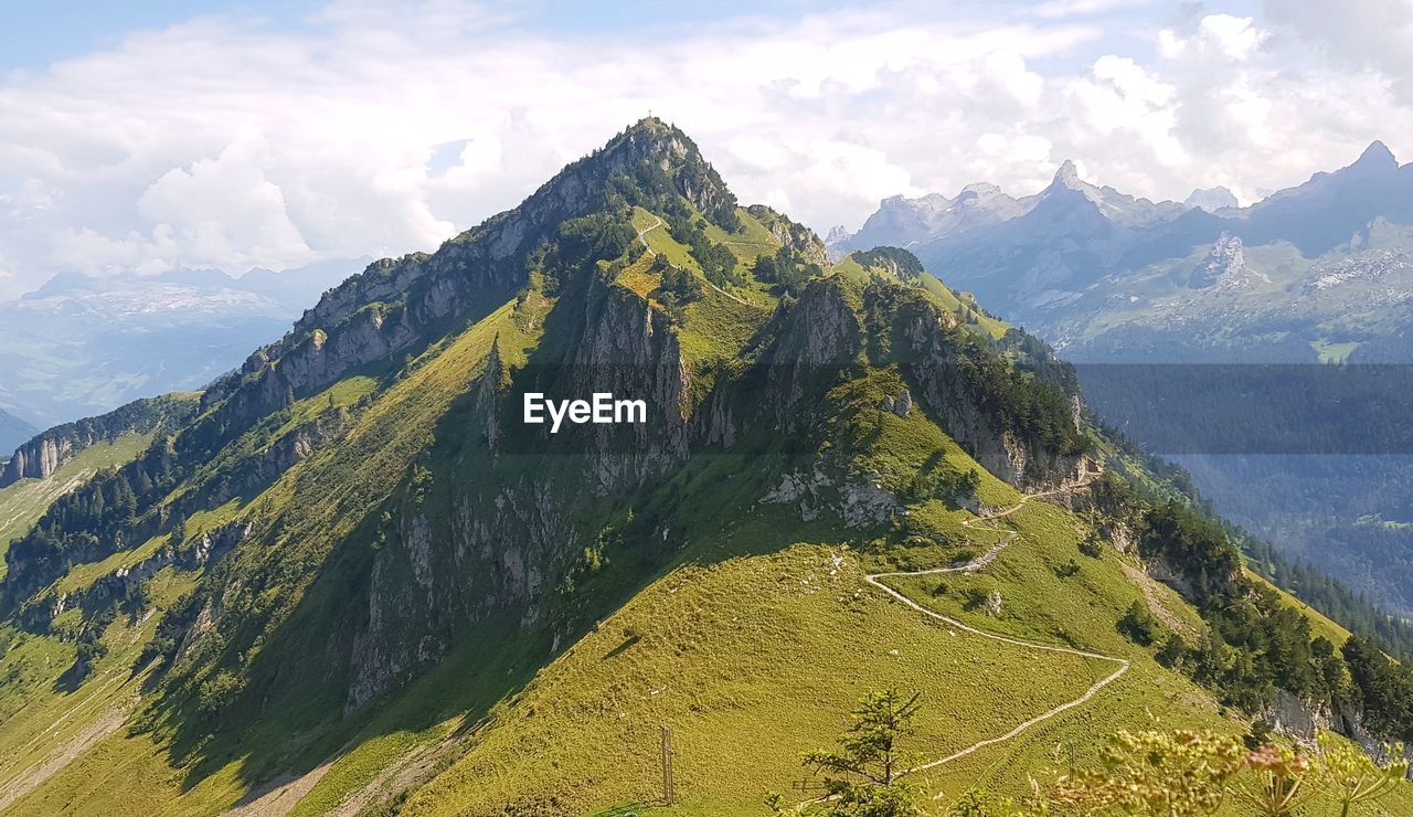 Scenic view of mountains against sky