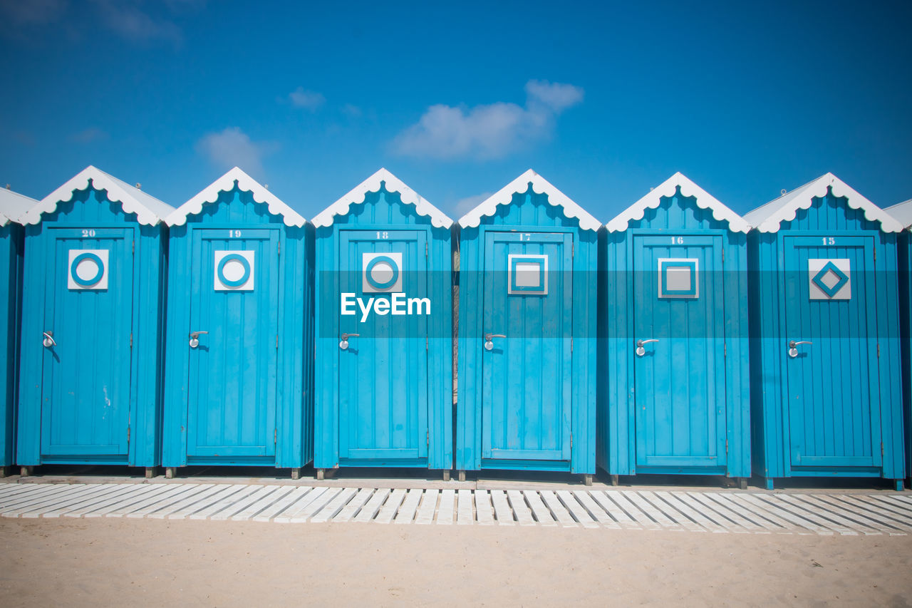 Blue beach huts