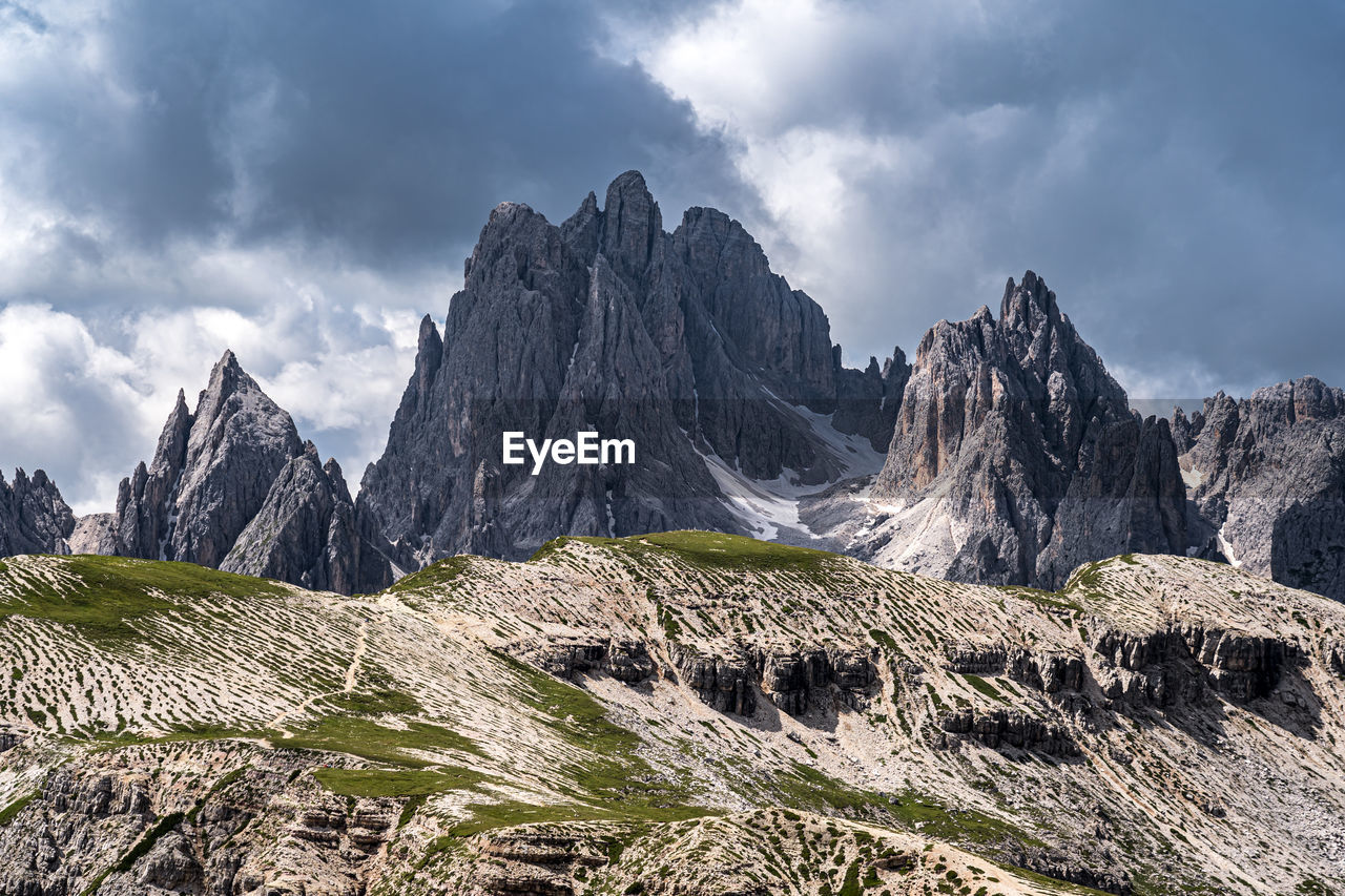 Panoramic view of rocky mountains against sky