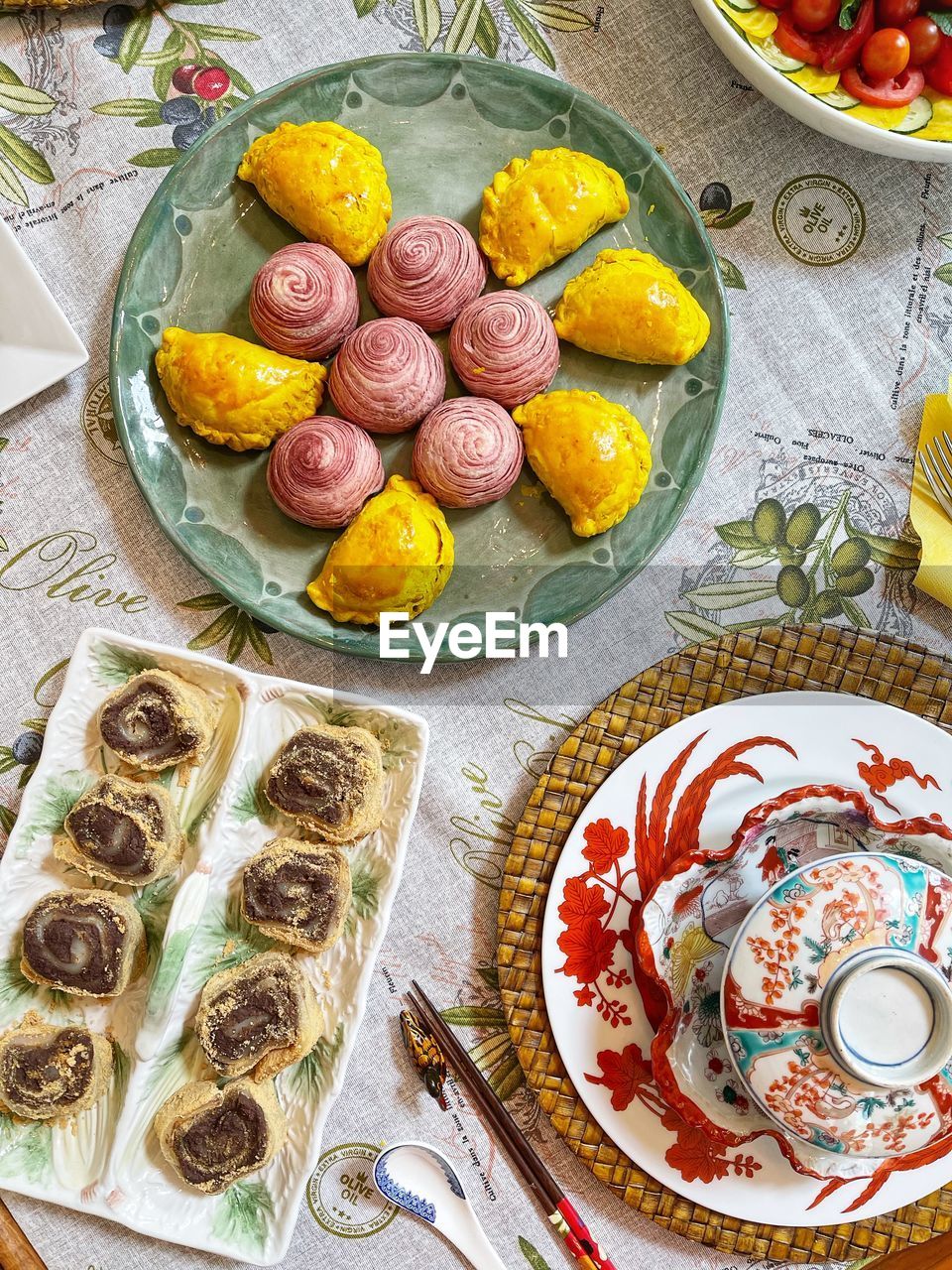 High angle view of dessert in plate on table