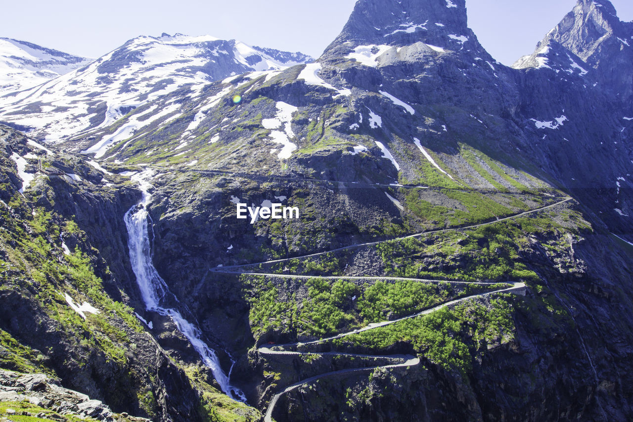 Scenic view of tree mountains against sky